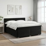 Cumpara ieftin Pat boxspring cu saltea cu headboard Negru 160 x 200 cm Catifea