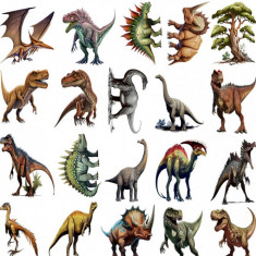 Sticker decorativ, Dinozauri cu 31 de mini stickere, Maro, 90 cm, 8366ST-13