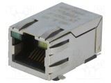 Conector RJ45 ecranat cu diodă LED aurit SMT PULSE, soclu PIN 8