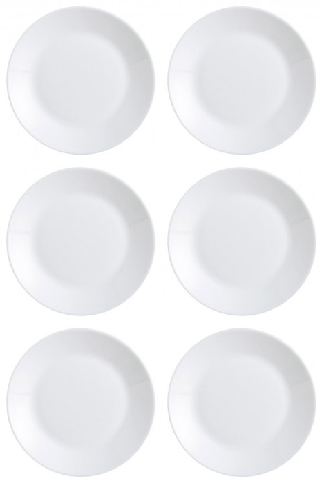Set farfurii 6 piese din Opal, Albe, diametru 25 cm