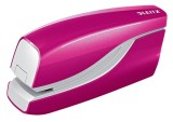 Capsator hartie electric 10 coli plastic roz caspe E1 Leitz Capsator electric Leitz WOW NeXXt Series cu baterii 10 coli 1000 capse e1 incluse roz
