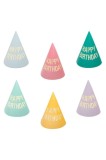 Cumpara ieftin Pălării de petrecere unisex, model Happy Birthday, set de 12 piese, multicolore, &icirc;nălțime 16cm