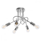 Candelabru Supel Crom Oțel 5 Becuri Neregulate Industrial De Interior