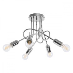 Candelabru Supel Crom Oțel 5 Becuri Neregulate Industrial De Interior