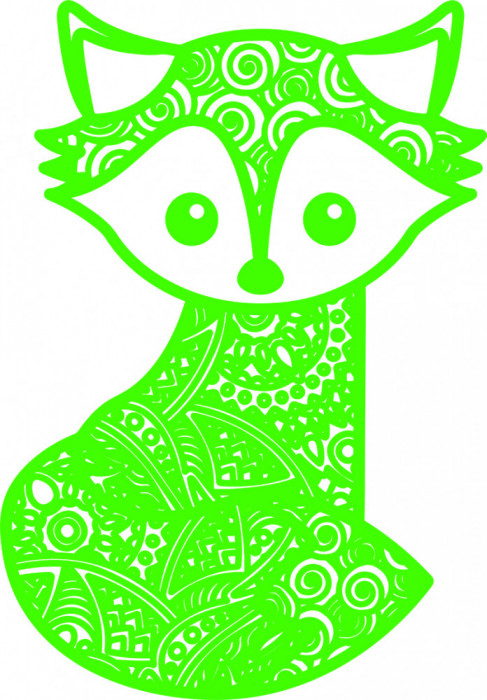 Sticker decorativ, Mandala, Vulpe, Verde, 85 cm, 7354ST-1