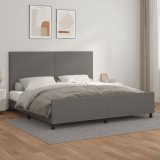 Cumpara ieftin Cadru de pat cu tăblie, gri, 200x200 cm, piele ecologică