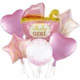 Set 6 baloane de folie carucior roz Baby girl StarHome GiftGalaxy, Hessa