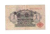 Bancnota Germania 1 mark/marca 12 august 1914. stampila rosie, circulata, stare buna