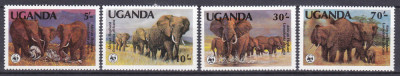 DB1 Fauna Africana Elefanti 1983 Uganda WWF 4 v. MNH foto