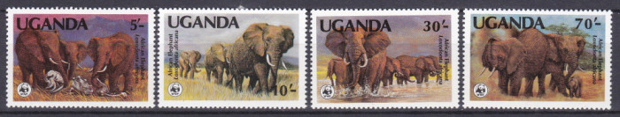 DB1 Fauna Africana Elefanti 1983 Uganda WWF 4 v. MNH