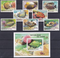 DB1 Fauna Marina Pesti Zair 1980 8 v. + SS MNH