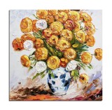 Cumpara ieftin Tablou 3D flori, Vaza cu galbenele pictat manual, 60x60cm ulei pe panza, Valentin Pop