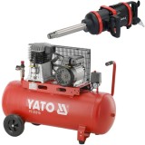 Yato YT-23310 + YT-09618 - Compresor cu ulei 2200 W 100 l 360 l/min 10 bar + Pistol pneumatic 4800 Nm 10 bar 450 l/min patrat 1 inch