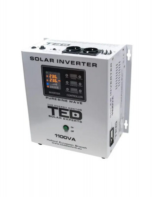 Invertor Solar Fotovoltaic Monofazat Off-Grid, 12V 1100VA 700W MPPT cu unda sinusoidala pura, TED Electric foto