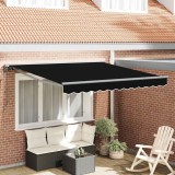 VidaXL Cortina Retractabilă Manual Negru 350x250 cm țesătură