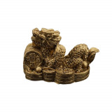 Statueta feng shui dragon cu fisic de monede din rasina - 5cm, Stonemania Bijou