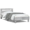 VidaXL Cadru de pat cu tăblie și lumini LED, gri beton, 100x200 cm