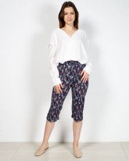 Pantaloni casual din bumbac trei sferturi cu imprimeuN904638022 foto