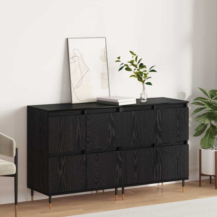 Bufeturi 2 pcs Stejar negru 120 x 35 x 70 cm Lemn compozit