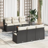 VidaXL Set canapea grădină 7 pcs Negru, alb Mediu