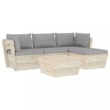 Cumpara ieftin Set mobilier gradina din paleti cu perne, 5 piese, lemn molid