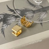 Cumpara ieftin Cercei din Argint 925 Placati cu Aur Galben, Model Huggie Patrat Geometric Minimalist