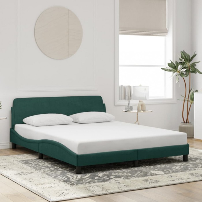 vidaXL Cadru de pat fără saltea, verde &icirc;nchis, 160x200 cm, catifea 373215