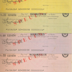 SPECIMEN - Cecuri de călătorie emise de Westminster Bank Limited în aprilie 1962