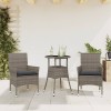 VidaXL Set mobilier de grădină cu perne 3 piese gri poliratan &amp; sticlă 3278621