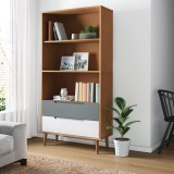 Cumpara ieftin Bibliotecă MOLDE, maro, 85x35x170,5 cm, lemn masiv de pin