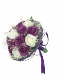Buchet de Flori Eventissimi - 17 Trandafiri in cosulet, Alb Mov, Eventissimi&reg;