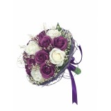 Buchet de Flori Eventissimi - 17 Trandafiri in cosulet, Alb Mov