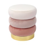 Cumpara ieftin Taburet catifea roz metal auriu 40 x 45 cm