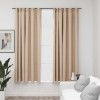 Draperii opace aspect in, cu c&acirc;rlige, 2 buc., bej, 140x175 cm