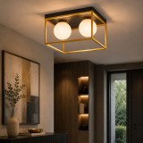Lustra Erste Luma 420x280x225mm Negru Auriu 2xE27 Corp Iluminat Modern Art Deco pentru Living si Dormitor Pendul Design Premium Lux Elegant IP20