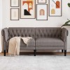Canapea Chesterfield cu 2 locuri, gri taupe, material textil
