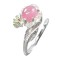 Inel argint 925 cu rubin si peridot, placat cu aur alb, reglabil