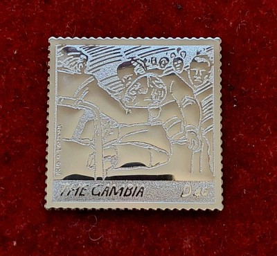 ✅ Gambia 2005, Papa Ioan Paul II, timbru din argint/embosat, Mi. 5554/6 Euro,MNH foto