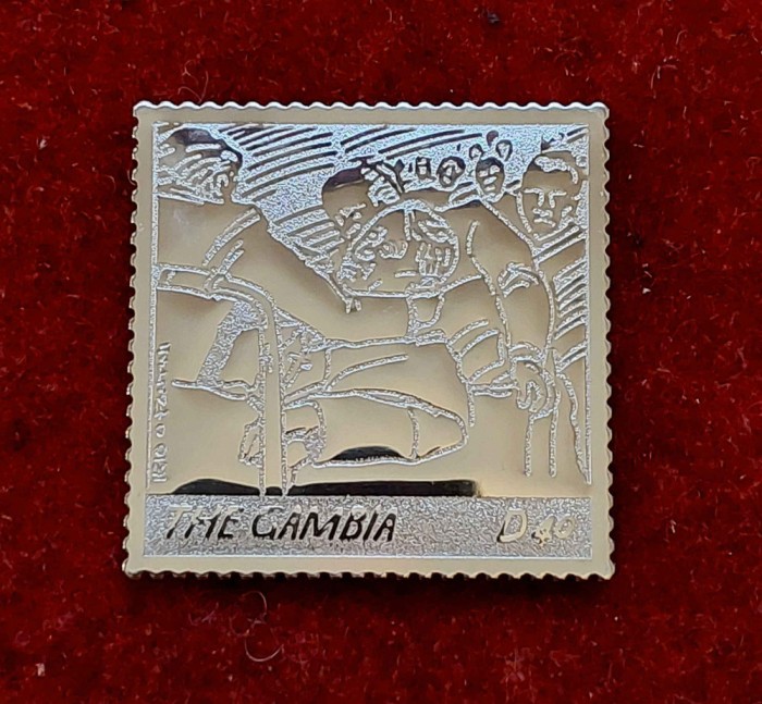 ✅ Gambia 2005, Papa Ioan Paul II, timbru din argint/embosat, Mi. 5554/6 Euro,MNH