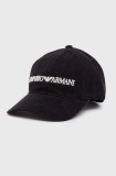 Emporio Armani șapcă din bumbac culoarea albastru marin, cu imprimeu