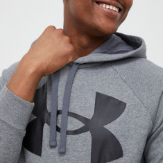 Under Armour bluză barbati, culoarea gri, cu glugă, cu imprimeu 1357093-652