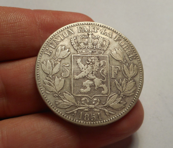 Belgia 5 Franci 1851 Piesa de Colectie