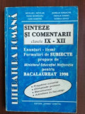 Sinteze si comentarii clasele IX-XII- Nicolae I. Nicolae, Aurelia Iordache