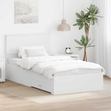 vidaXL Cadru de pat cu headboard Alb 100 x 200 cm Lemn compozit 3410931