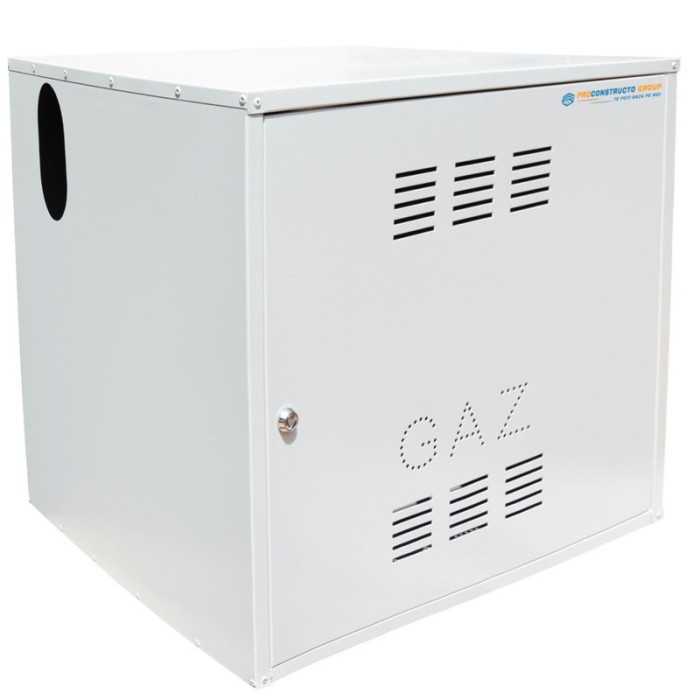 Firida 60x60x60 cm, Proconstructo Group, cutie pentru contor de gaz si regulator, gri, din tabla, cu