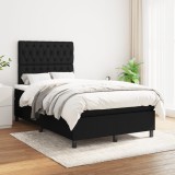 VidaXL Pat box spring cu saltea, negru, 120x200 cm, textil