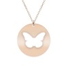 Colier Argint 925 placat Aur Roz, personalizat cu fluturas, Papilio. Banut gravat, bijuterie unicat, cadou special.