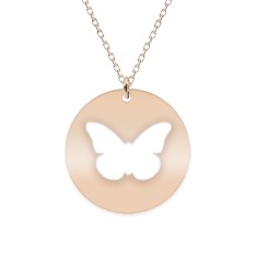 Papilio - Colier personalizat cu fluturas decupat din argint 925 placat cu aur roz- Banut