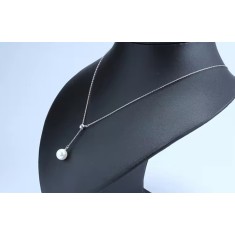 Lantisor Argint 925 cu Perla de cultura, Placat cu Rodiu - ALCA Fine Jewelry