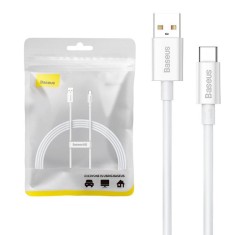 CABLU alimentare si date Baseus Superior, Fast Charging Data Cable pt. smartphone, USB la USB Type-C 100W, braided, 1.5m, alb &amp;quot;P10320102214-02&amp;quot; (timbr foto